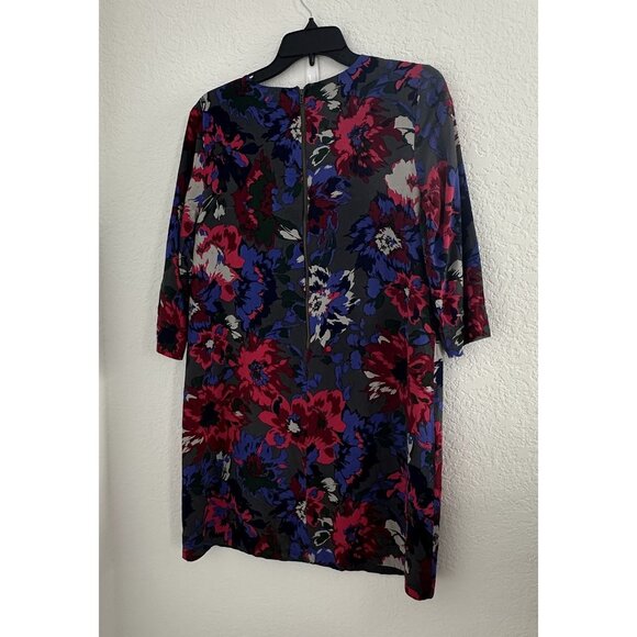 Fossil Shift Dress Womens 10 Gray Floral Print 3/4 Sleeve Lined Fairy Whimsygoth - Picture 6 of 11